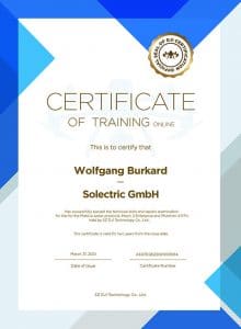 Zertifikat einer Person bei der Solectric GmbH