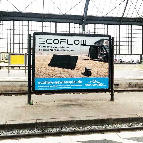 Deutschlandweite EcoFlow Kampagne an Bahnhöfen, in Innenstädten und an Campingplätzen