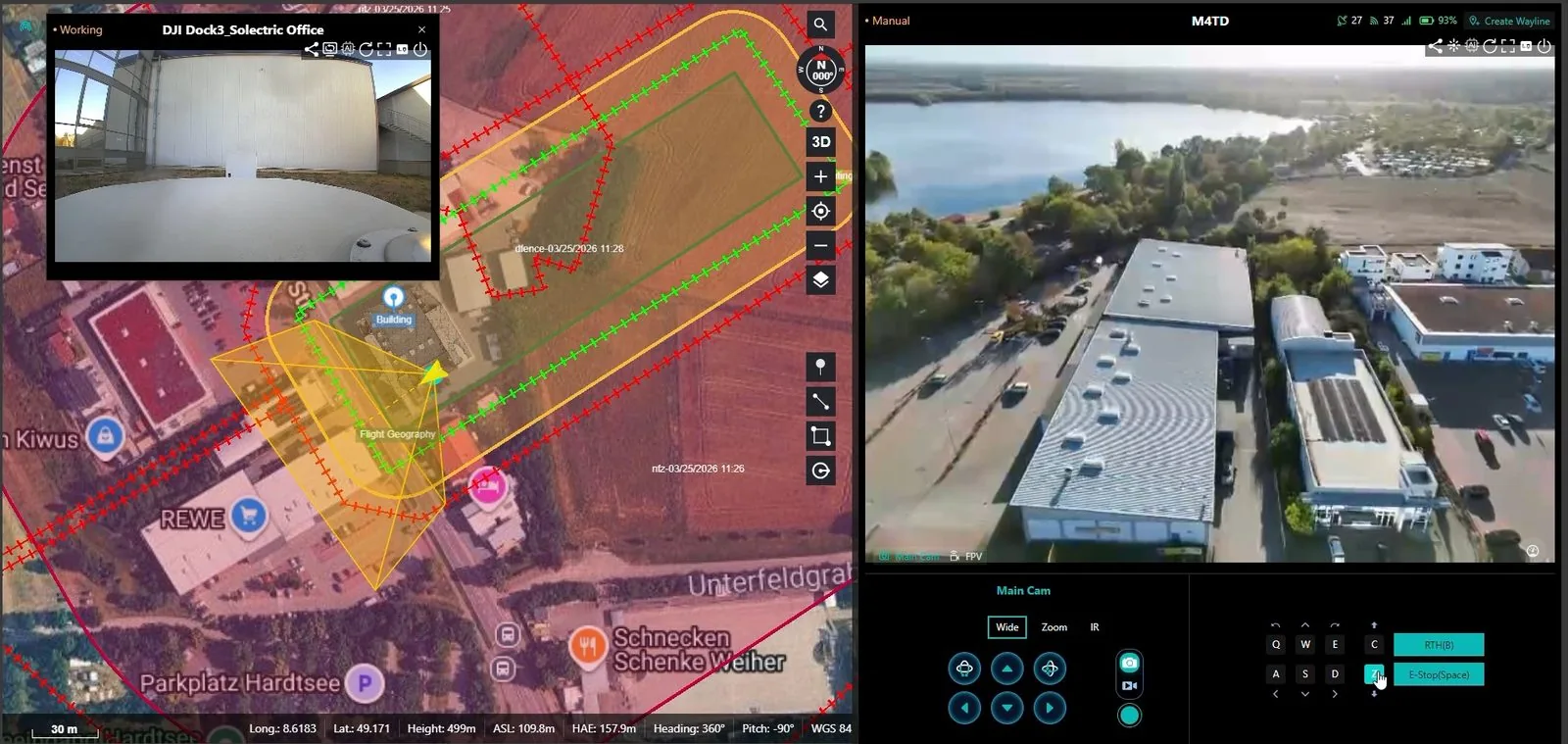Live operation in CyberXHub with map, dock camera, live feed and controls