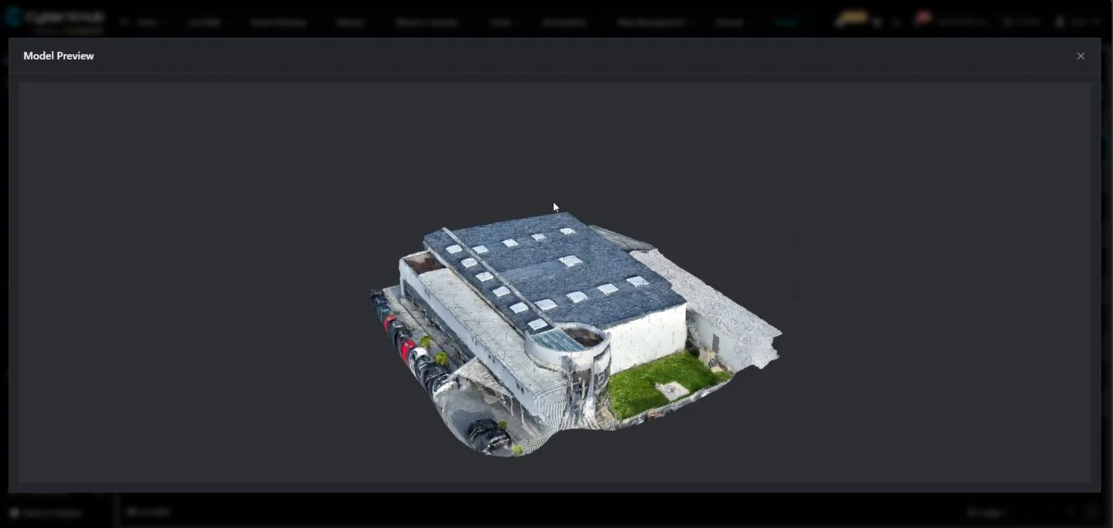 3D model of an industrial building in CyberXHub