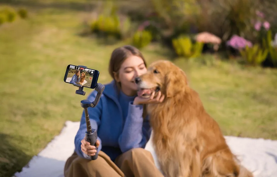 Selfie mit Hund und DJI Osmo Mobile 8P