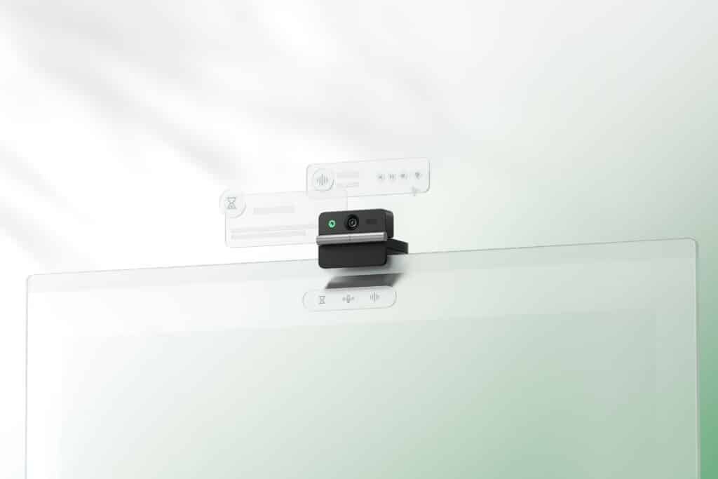 OBSBOT Meet Flip webcam on a monitor