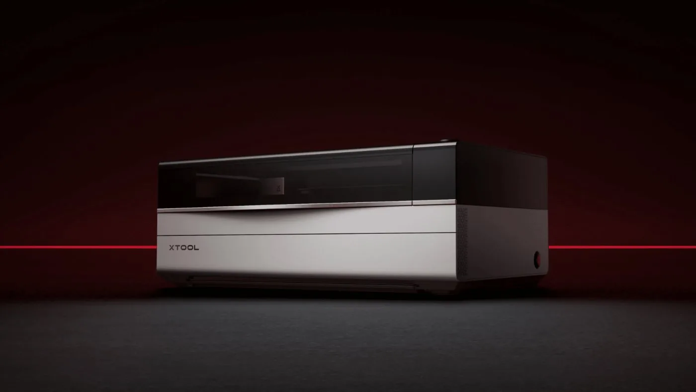 Makerspace laser machine with its enclosure open